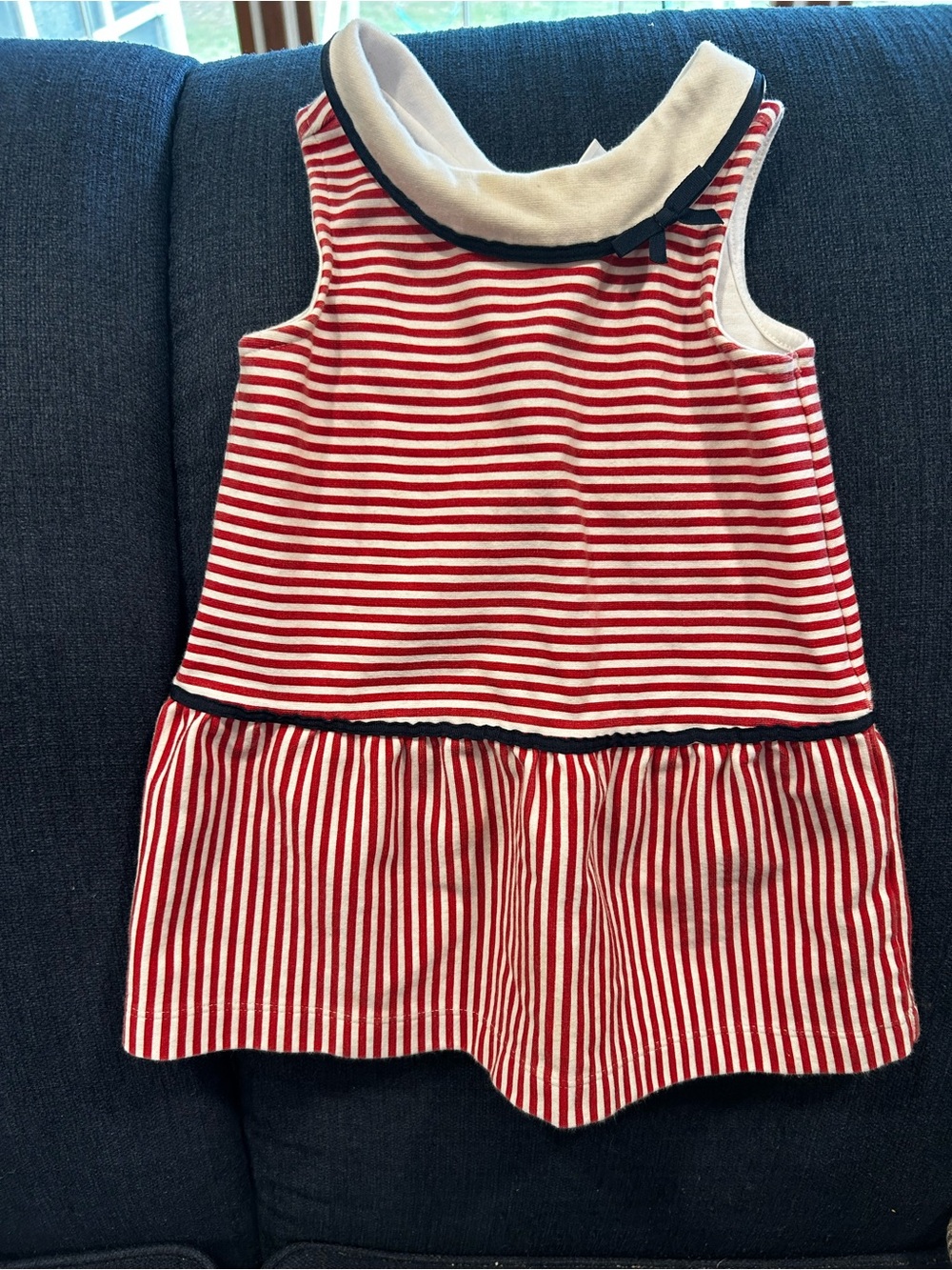 Janie and Jack Red, White & Navy Striped Dress